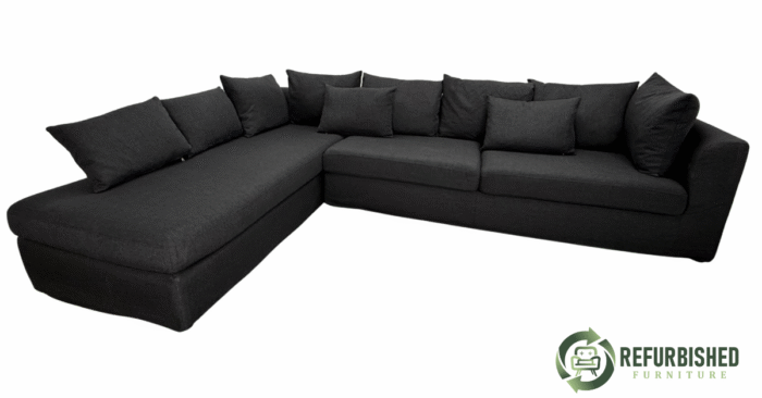 Refurbished 4-zits hoekbank zwart | 6 mnd garantie!