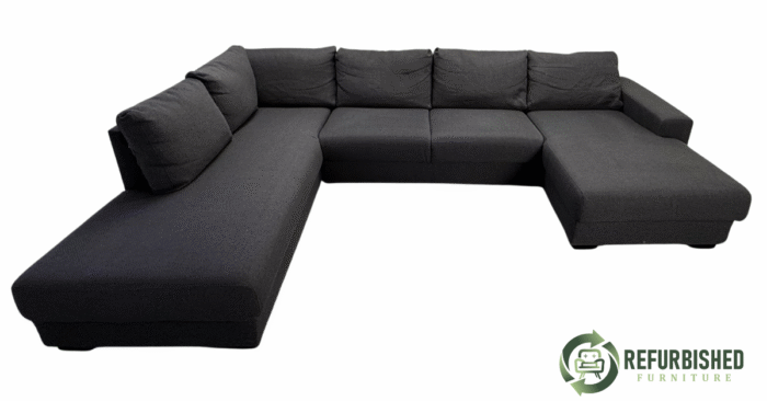 Refurbished 6-zits hoekbank zwart 6 mnd garantie!