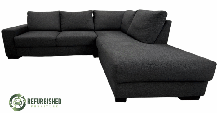 Refurbished 4-zits hoekbank zwart | 6 mnd garantie!