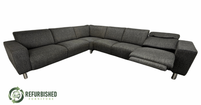 Refurbished 6-zits hoekbank donkergrijs 6 mnd garantie!