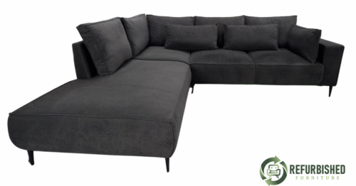 Refurbished 4-zits hoekbank zwart 6 mnd garantie!