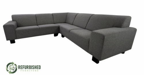 Refurbished 5-zits hoekbank donkergrijs 6 mnd garantie!