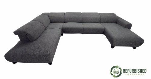 Refurbished 6-zits hoekbank donkergrijs 6 mnd garantie!