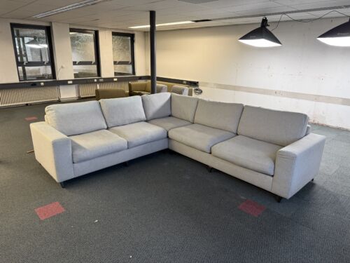 Refurbished 6-zits hoekbank lichtgrijs